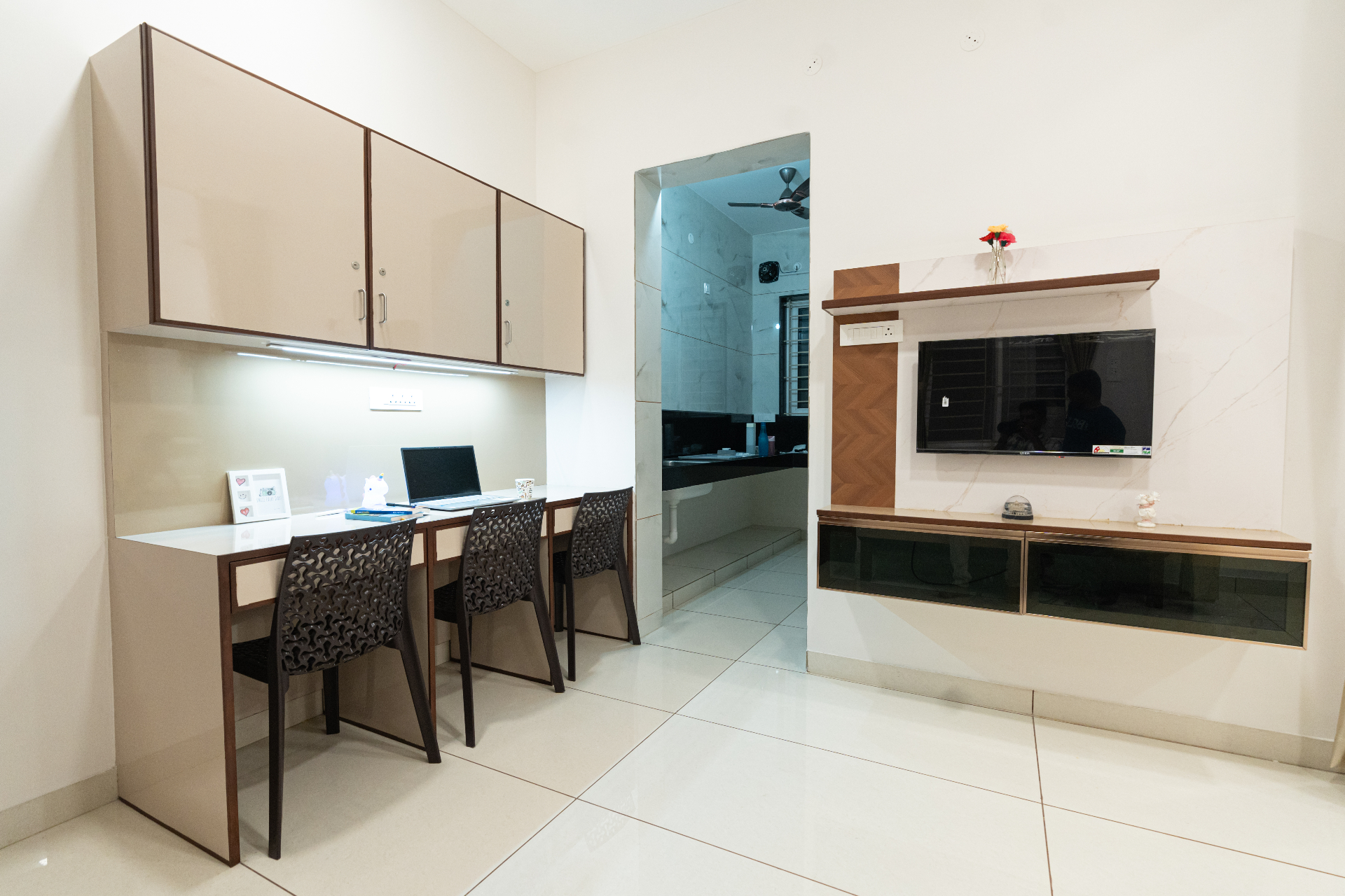 Study Area with TV & Kitchen - Ladies hostel in Saravanampatti Coimbatore